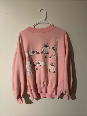 Vintage Pink Curling Bear Oversized Crewneck
